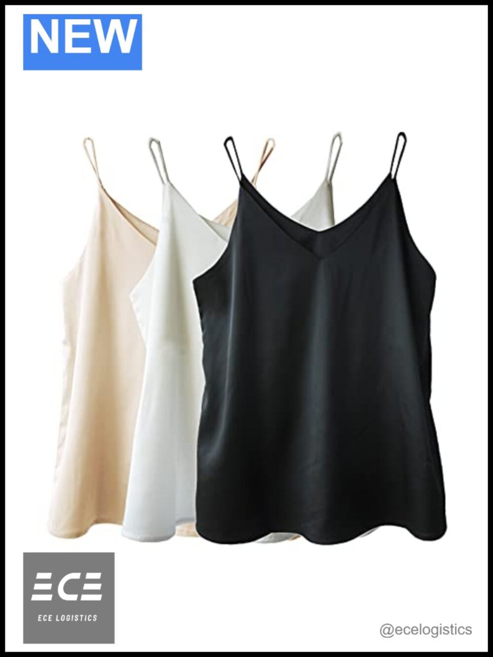 Silk Satin V-Neck Camisole Sleeveless Spaghetti Strap Tank Top